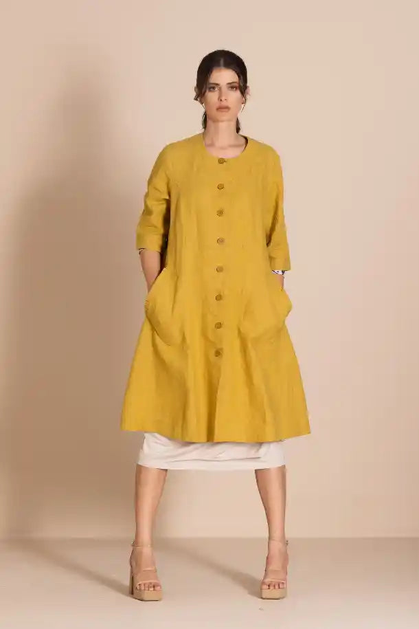 Megan Salmon Lulu Pleat Marchant Coat in Avocado