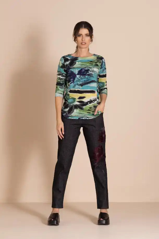 Megan Salmon Park life Audrey Tee in Greens, Blues and Yellow