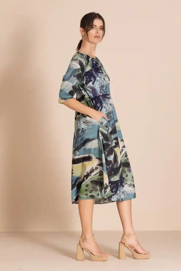 Megan Salmon Park Life Romance Dress in Park Life Print