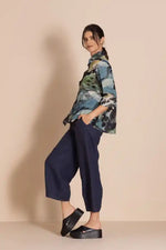 Megan Salmon Park Life Trapeze Shirt in Greens, Blues and Yellow