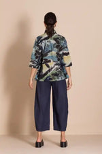 Megan Salmon Park Life Trapeze Shirt in Greens, Blues and Yellow