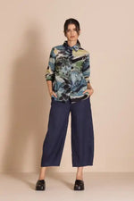 Megan Salmon Park Life Trapeze Shirt in Greens, Blues and Yellow