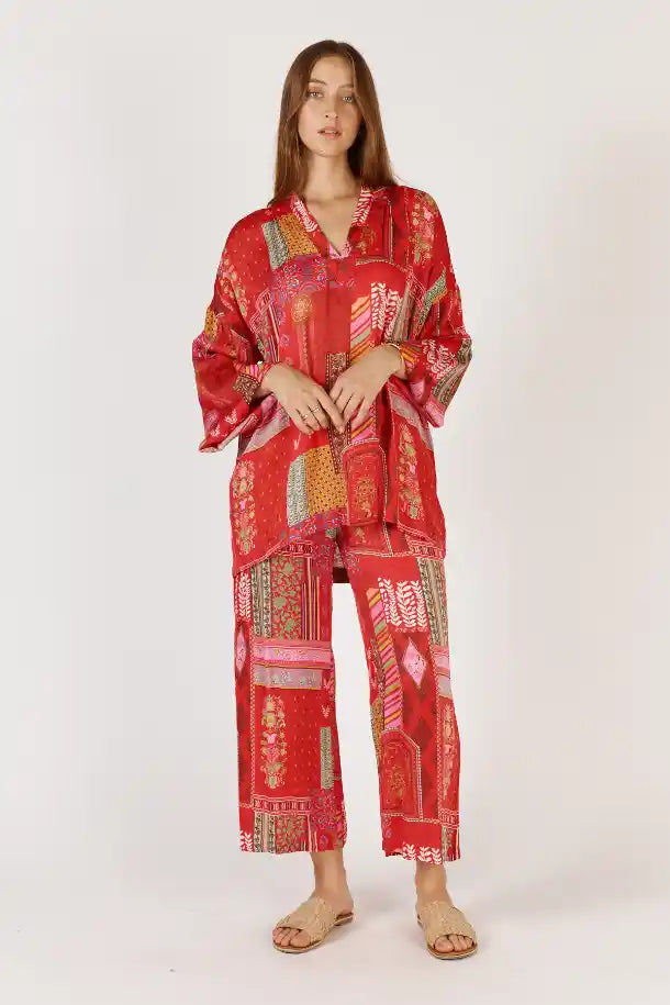 Rubyyaya Khari Shirt in Red Print