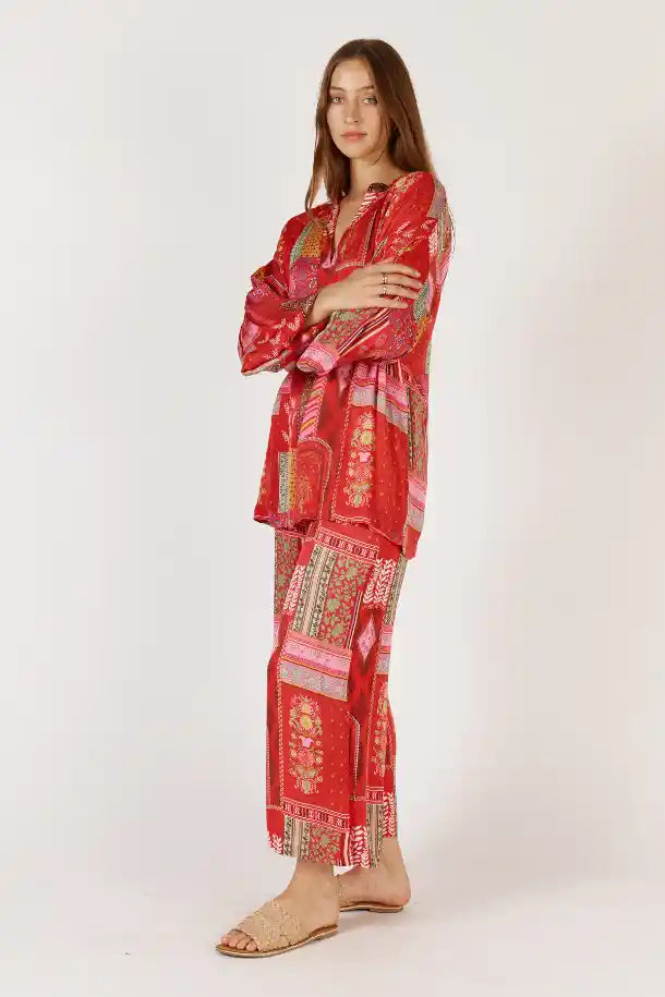 Rubyyaya Khari Shirt in Red Print