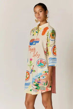 Rubyyaya Tropea Shirtmaker Dress in Holiday Motif Print