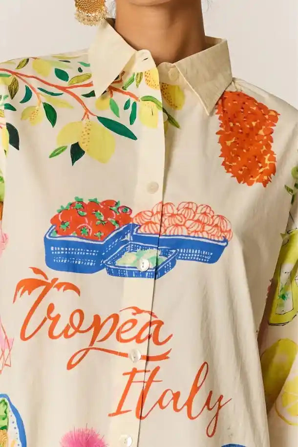 Rubyyaya Tropea Shirtmaker Dress in Holiday Motif Print