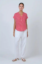 Namastai Signal Lines Top in Red and White Stripes