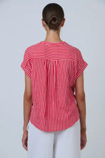 Namastai Signal Lines Top in Red and White Stripes