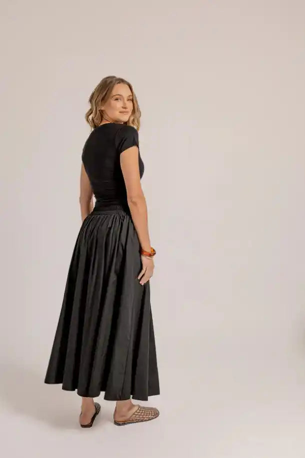 Lulalife Azure Plain Black Skirt