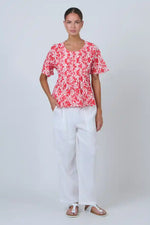 Namastai Chilli Oak Top in Red and White