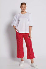 Philosophy Betty 7/8th Pocket Wide Leg Pant in Red and White Polka Dots