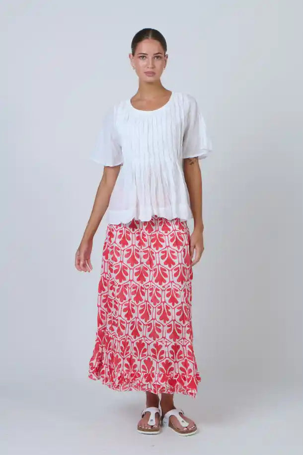 Namastai Chilli Oak Skirt in Red and White