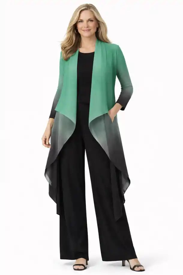 Alquema Collare Coat in Emerald to Black
