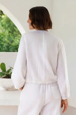 See Saw Linen Tencel Zip Jacket in White