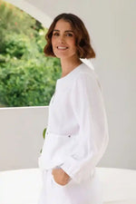 See Saw Linen Tencel Zip Jacket in White