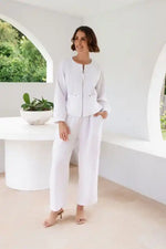 See Saw Linen Tencel Zip Jacket in White