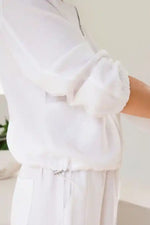 See Saw Linen Tencel Zip Jacket in White