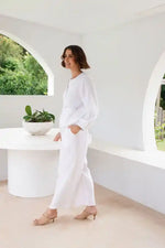 See Saw Linen Tencel Zip Jacket in White