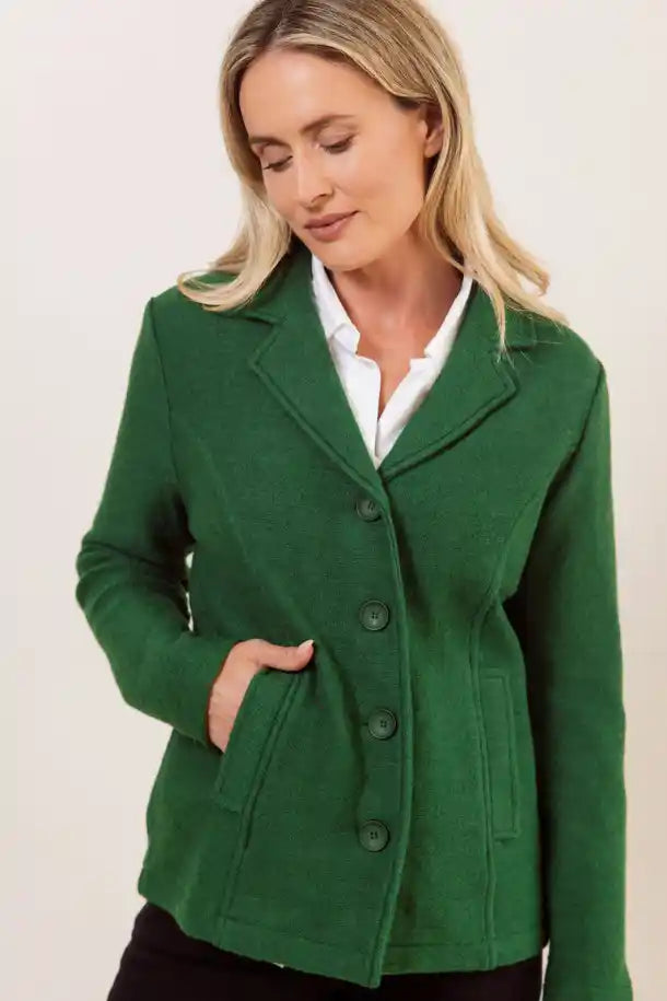 See Saw 100% Boiled Wool Blazer in Khaki