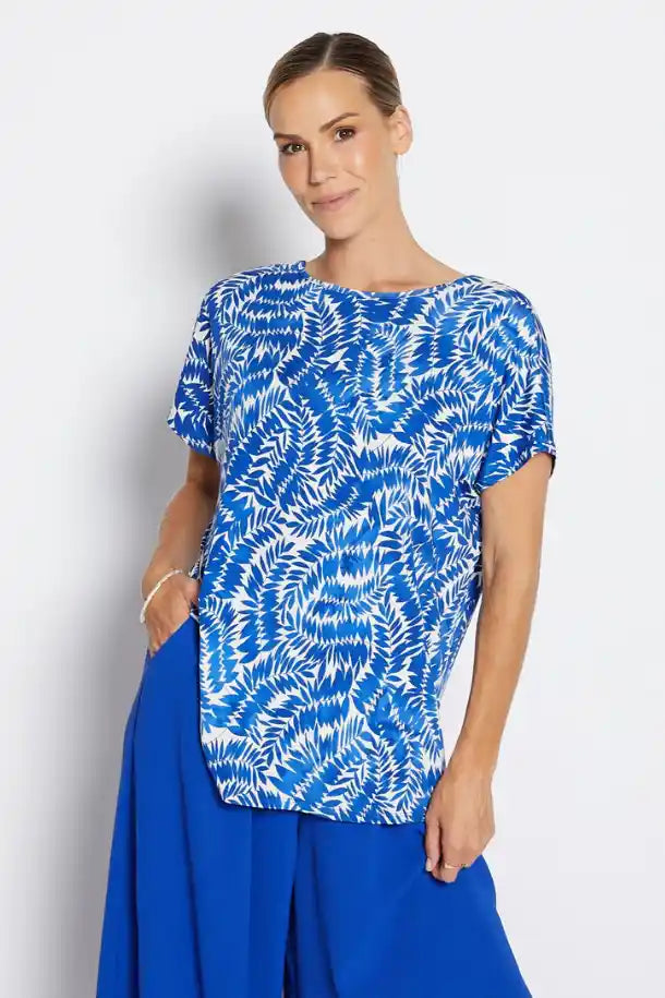 Philosophy Simple Reversible Tee in Cobalt and White