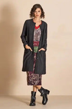 Megan Salmon Pinstripe Quartermaster Coat in Black and White