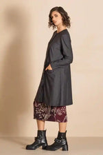 Megan Salmon Pinstripe Quartermaster Coat in Black and White