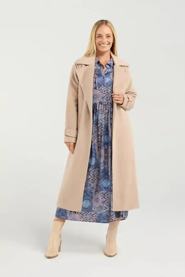 Blackstone Camille Wool Blend Coat in Sable