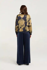 Blackstone Ivanka Satin Print Bomber Jacket in Polar Night
