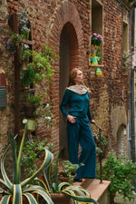 Blueberry Cord Barrel Leg Pant in Becks Green