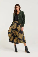 Blackstone Vivienne Pleated Satin Skirt in Polar Nights