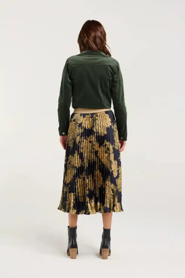 Blackstone Vivienne Pleated Satin Skirt in Polar Nights