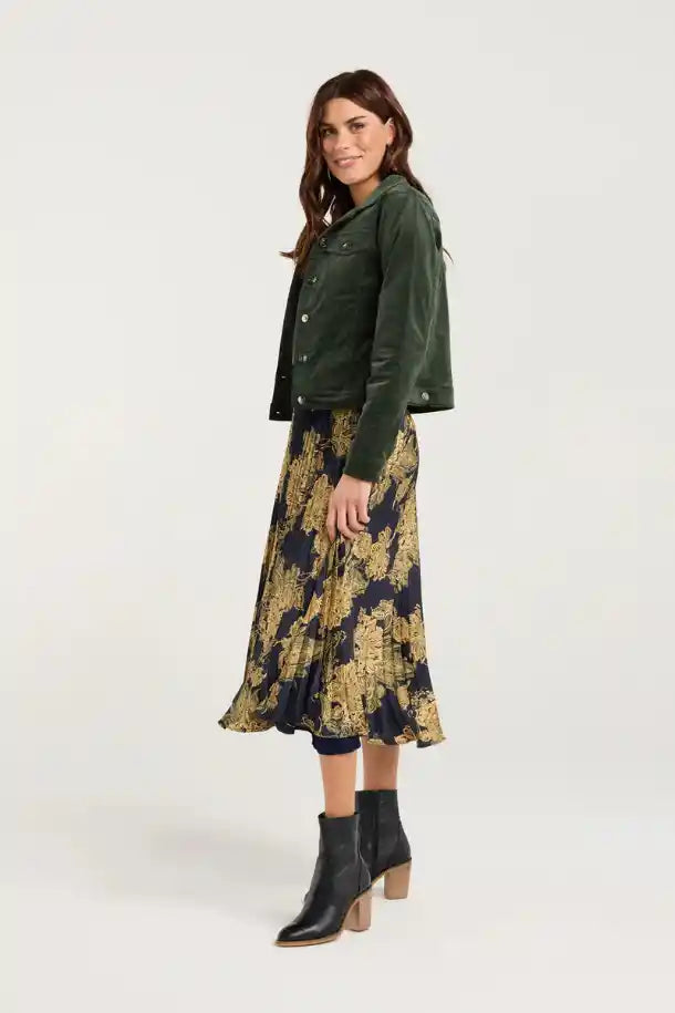 Blackstone Vivienne Pleated Satin Skirt in Polar Nights