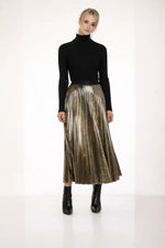 Frank Lyman Black & Gold Pleated Skirt