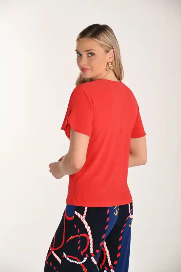 Frank Lyman Knit Jersey Top in Lust Red