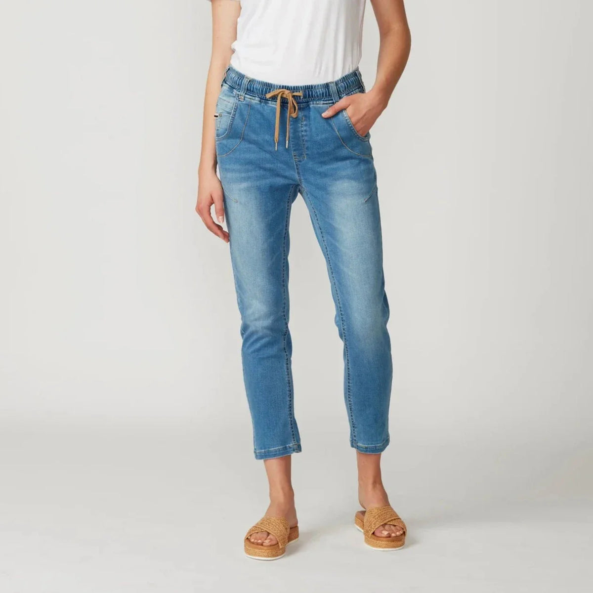 Lania Distressed Boyfriend Jean in Distressed Blue Denim