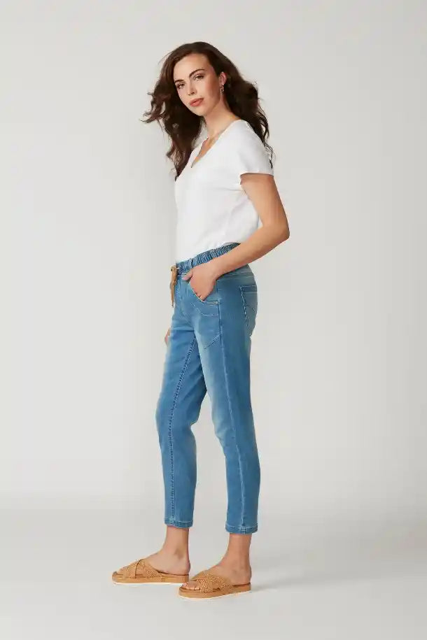 Lania Distressed Boyfriend Jean in Distressed Blue Denim