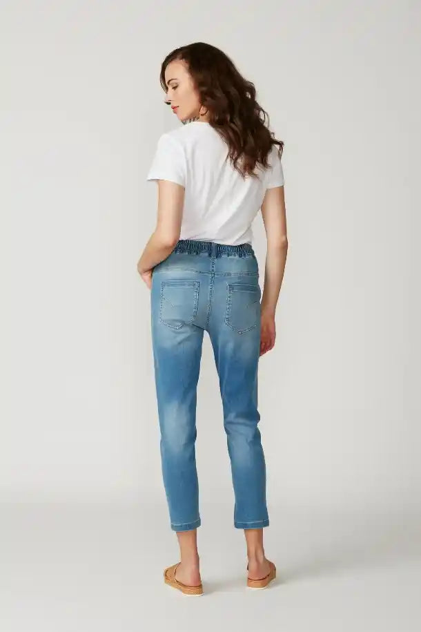 Lania Distressed Boyfriend Jean in Distressed Blue Denim