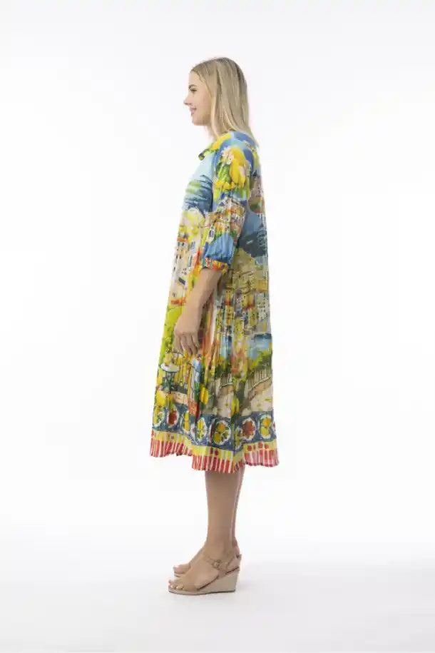 Orientique Amalfi Collared Dress in Amalfi Print
