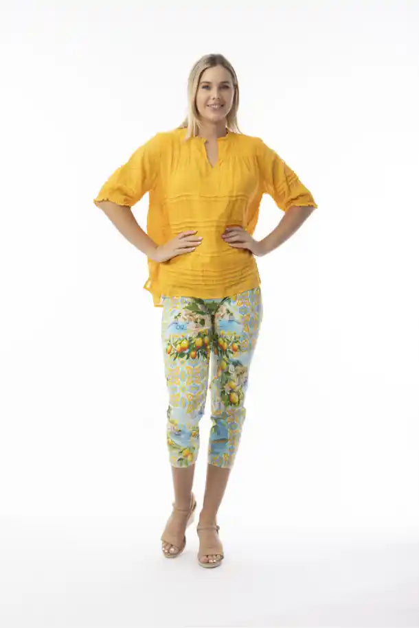 Orientique Amalfi Cotton Stretch Pant in Amalfi Print