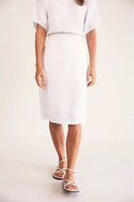 See Saw Linen Rib Waist Skirt in White