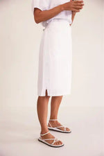 See Saw Linen Rib Waist Skirt in White
