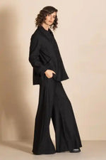 Megan Salmon Pinstripe Car Coat in Black and White Stripe