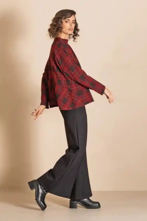 Megan Salmon Highland Skirted Box Jumper in Red Tartan