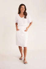 See Saw Linen Rib Waist Skirt in White