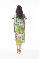 Orientique Santa Fe Boxy Dress in Aqua, Reds, Greens and Pink Print