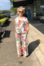 Blueberry Italia Flora Linen Top in White