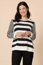 Gordon Smith Brighton Black & Ivory Stripe Top