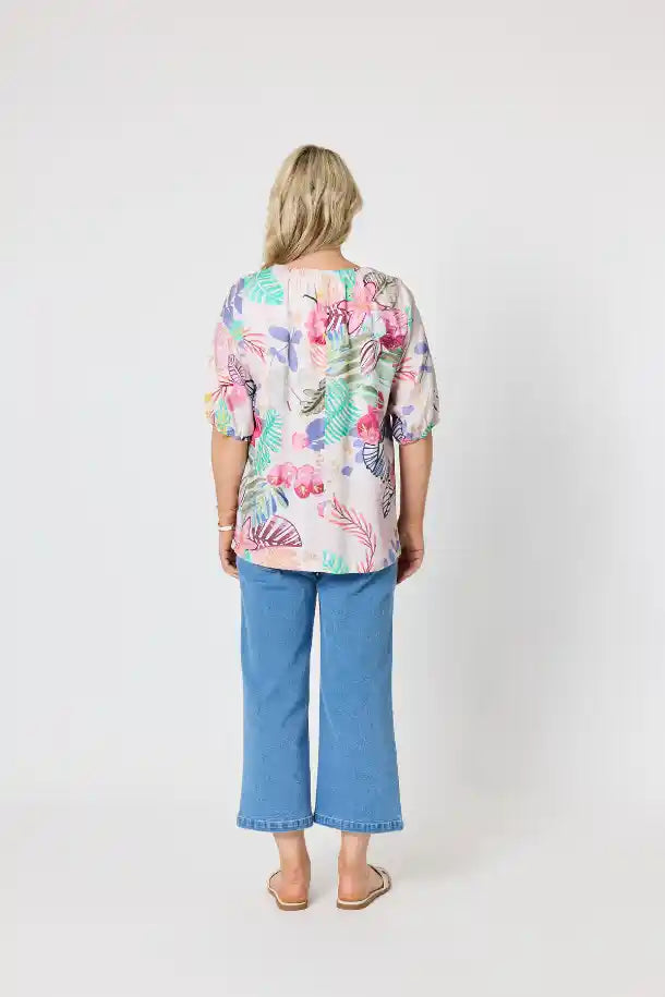 Gordon Smith Desert Rose Print Top in Pink, Multi