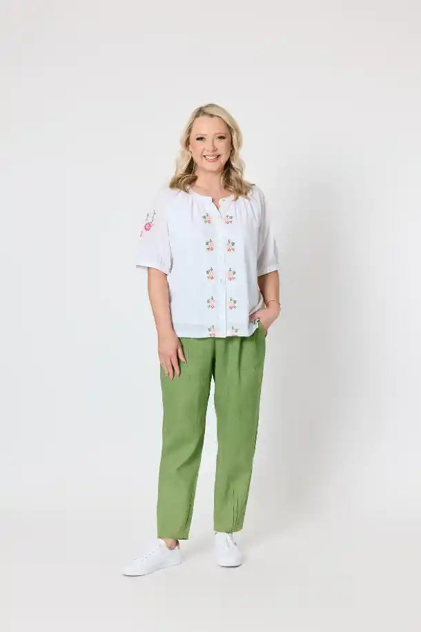 Gordon Smith Sarah Linen Pant in Fern