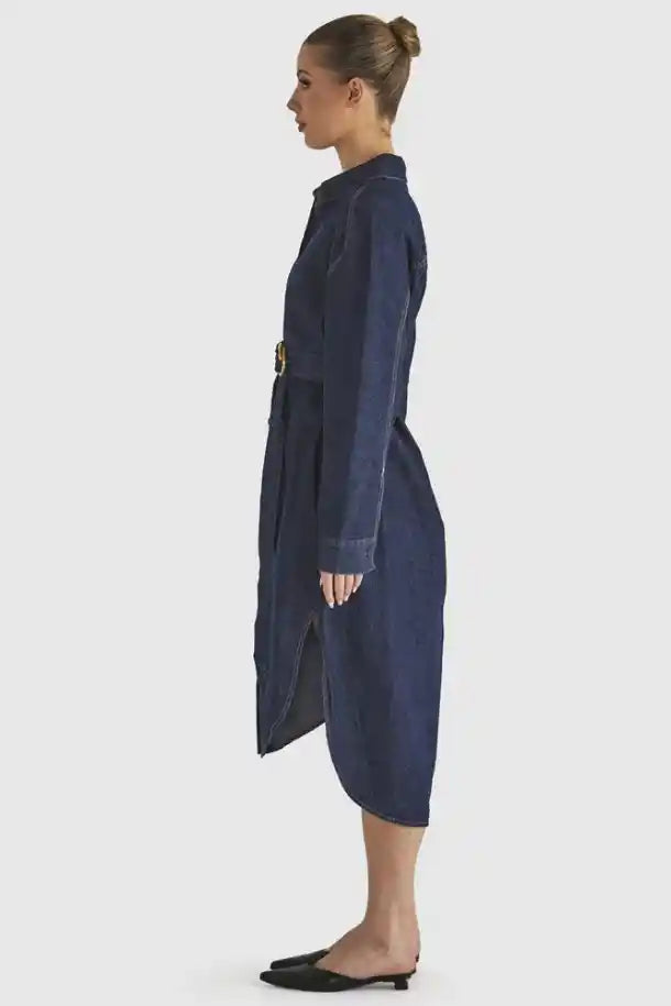 FATE+BECKER Soaring Shirt Dress in Indigo